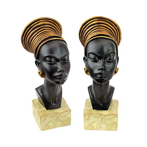 Design Toscano NG932782 Nubian Kandake Sculptural Bust (Set of 2)