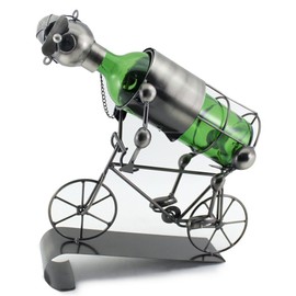 WINE BODIES Bicycle Rider Metal Wine Bottle Holder, Charcoal