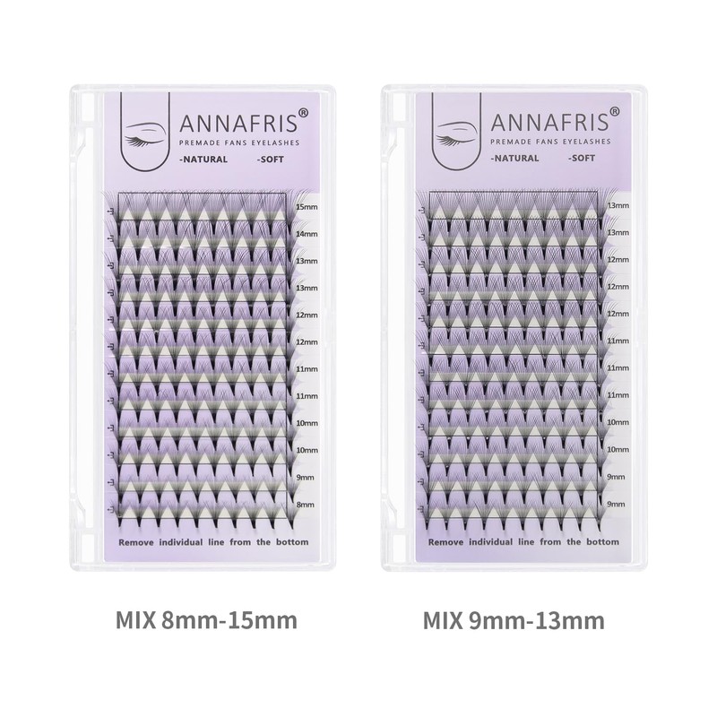 ANNAFRIS Premade Fan Eyelash Extension 12D 0.05mm D Curl 8-15mm