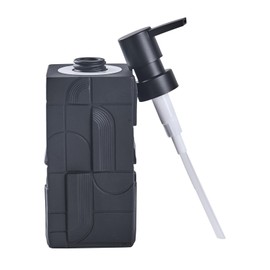 Ekirlin Resin Soap Dispenser with Pump, 16 Oz Liquid Hand Soap Dispenser, Black Geometric Textures Refillable Bottle Hand Dish Soap Jar Dispensers for Bathroom, Countertop, Kitchen and Laundry Room