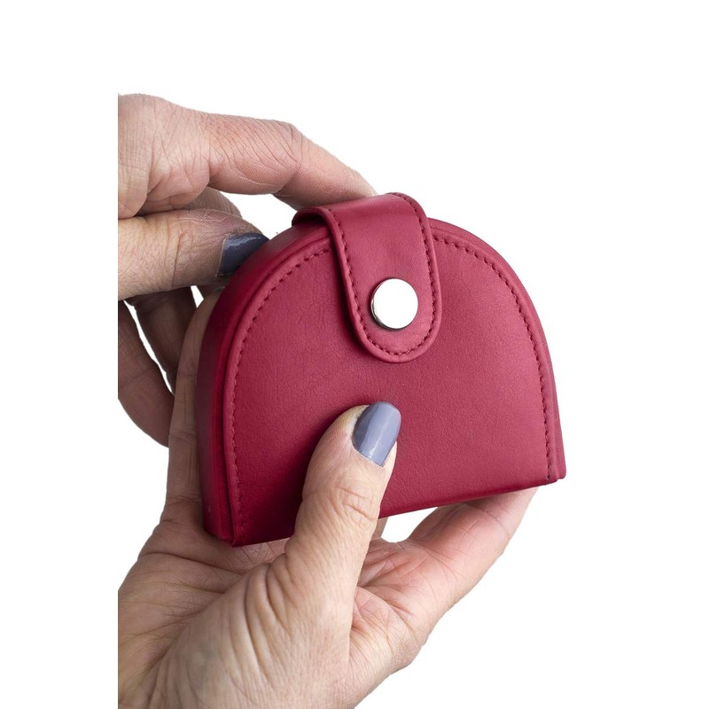 Coin Box DOLPHIN, Genuine Leather, red - ''LEAS Special-Edition''