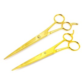 OdontoMed2011® Set of 2 Pieces 6.5" & 7.5" Stainless Steel Full Gold Barber Hair Cutting Salon Scissors ODM