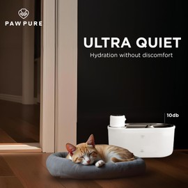 PAWPURE Cat Water Fountain, Wireless Pet Fountain Battery Operated, 3.0L/101oz Automatic Pet Water Dispenser with Ultra Silent Pump Inside Stainless Steel Tray Easy Clean BPA-Free
