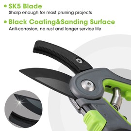 WORKPRO Anvil Pruning Shears, 8’’ Professional Gardening Hand Pruner with SK5 Steel Sharp Blades, Ideal Gardening Tool for Cutting and Trimming, Green