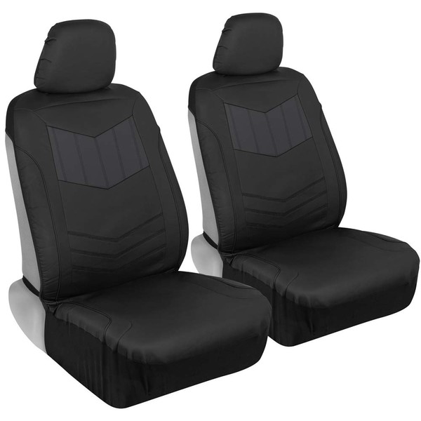 Motor Trend Super Sport Gray Faux Leather Seat Covers, Front Seats – Modern Two-Tone Design, Easy to Install Seat Protectors, Interior Covers for Car Truck Van and SUV