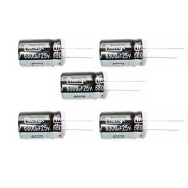 6800uF 25V 18X25mm +/-20% -25°C to +105°C 5PCS Aluminum Electrolytic Capacitor