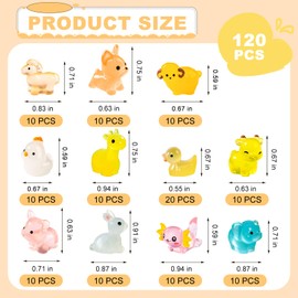 JIUDUOYUAN 120pcs Various Luminous Mini Resin Animals Mini Ducks Cows Giraffes Tiny Hexagonal Dinosaur Figurines Glow in The Dark Garden Accessories Aquarium Micro Landscape Bonsai Dollhouse Decor