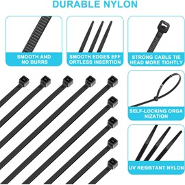 300Pcs Cable Ties 100mm x 2.5mm - Black Zip Ties Set of 300pcs Nylon Cable Ties for Wire Management, Black Cable Ties Heavy Duty Zip Ties