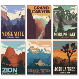 Offito 6 Pack Paint by Numbers Kit for Adults Beginners - 10x14 Inch National Park Adult Paint by Number Kits on Canvas, DIY Acrylic Oil Number Painting Kits for Adults, Perfect for Gift Home Decor