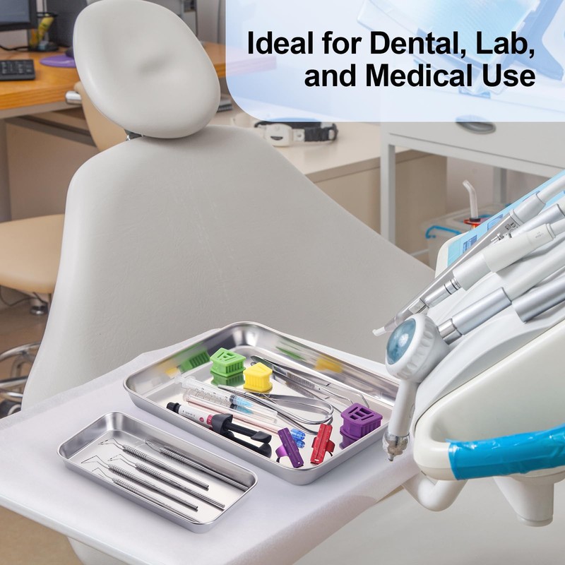 JMU 4 Pack 304 Stainless Steel Surgical Tray, 8.7"x4.5"x0.9" Thickening