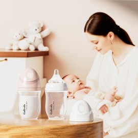 Gulicola Natural PP Baby Breastfeeding Bottles Newborn Set 4 Pack, Extra Slow Flow Nipples, 0 Months +, 5 oz - Pink