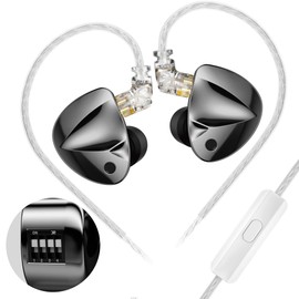 KZ D-Fi in-Ear HiFi Earphones Metal High Resolution Wired Earbud Headphone with 4-Level Tuning Switches HiFi Stereo Music Sport Monitor Earbuds with 2pin Detachable Cable(Black,with Tuning Switch)