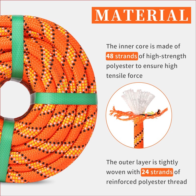 Arborist Rope Tree Rope Polyester Bull Rope (1/2in x 150ft)