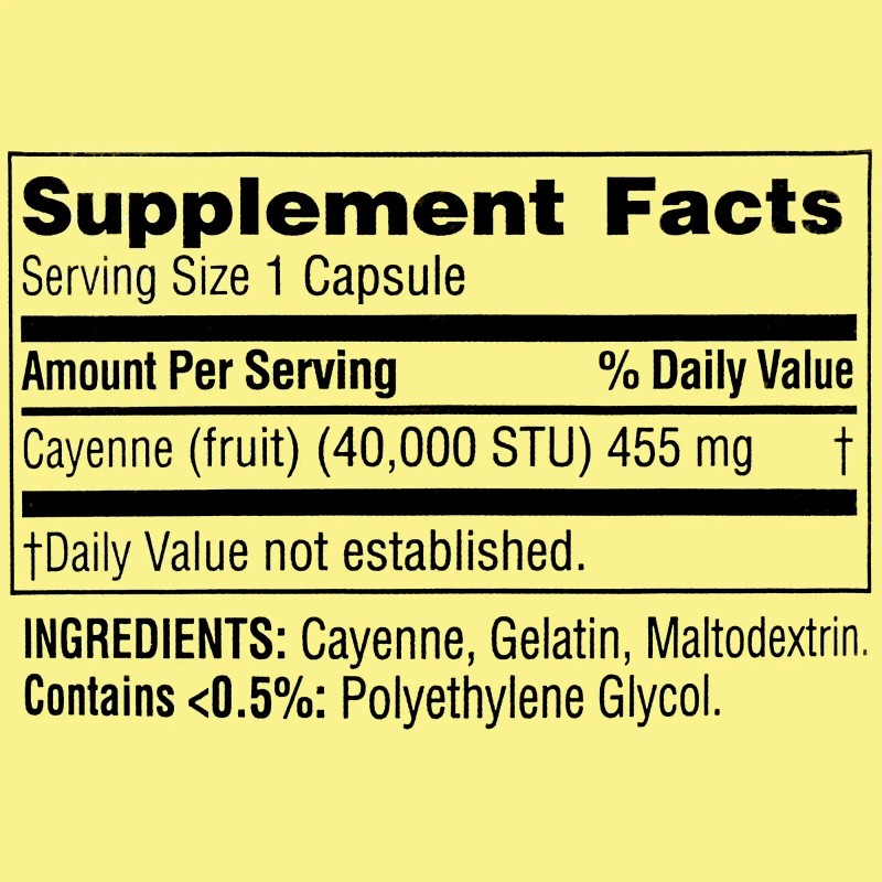 Spring Valley Cayenne Metabolism Support Supplement Capsules 455 mg 100