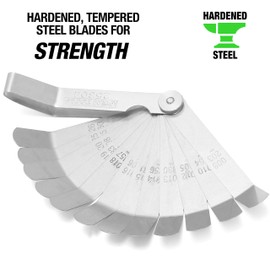 OEMTOOLS 25304 12-Blade Gauge Value Tap Feeler, Motorcycle Feeler Gauge Set, Spark Plug Feeler Gauge, Angled Feeler Gauge Set, Go and No Go Gauges, Valve Tappet Feeler Gauge