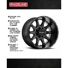 Raceline Wheels 131B EVO Wheel Black 16X7"5X112/5X120 Bolt Pattern +20mm Offset/(4.79"B/S) 7 Spoke Aluminum Passenger Car Wheels, Full Size Replacement Black Car Rims