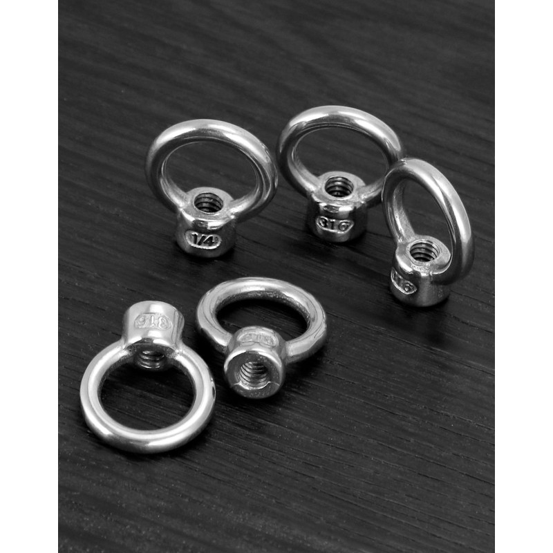 QWORK Lifting Eye Nut, 10 Pack, 1/4" UNC Marine Grade