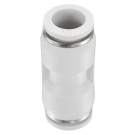sourcing map Push to Connect Fittings 1/2" OD x 1/2" OD Straight Pneumatic Connector Zinc Alloy Quick Connect Union Two-Way Fittings for Semi Truck Trailers Air Brake System, White