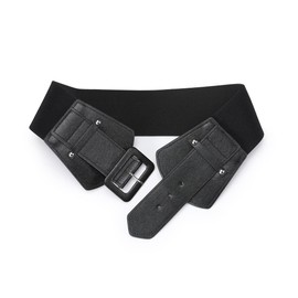 SYMOL Elastic Women's Waist Belt Women's Waist Belt Women's Waist Belt Women's Wide 5 cm Leather Belt Large Waist 70 cm - 160 cm Black Fashion Woman Dress Belt Stretchy Belt, Dark Black 2