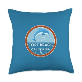 Fort Bragg CA Beach California Vacation Souvenirs Fort Bragg California Dolphin CA Vacation Souvenir Throw Pillow, 18x18, Multicolor