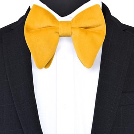 Branduce Oversize Gold Bow Tie for Men Pre-tied Adjustable Big Velvet Bowties for Wedding Party (BB10-19)