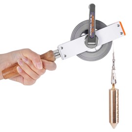 YJINGRUI 66ft/20M Oil Tank Gauging Tapes, Solid Wood Handle, Explosion Proof, Stainless Steel Oil Gauging Tape for Measuring Oil and Water Depth, Measuring Tape with 350g Brass Plumb Bob