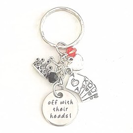 Hanalea Island Jewelry Co. Alice in Wonderland Queen of Hearts Silver Keychain Off with Their Heads Gift of Love | Merchandise for Women