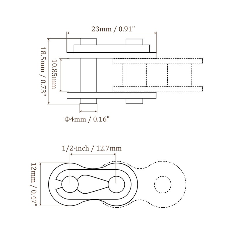 Kozelo 6pcs Chain Connector Link Roller - [1/2 Inch Pitch]