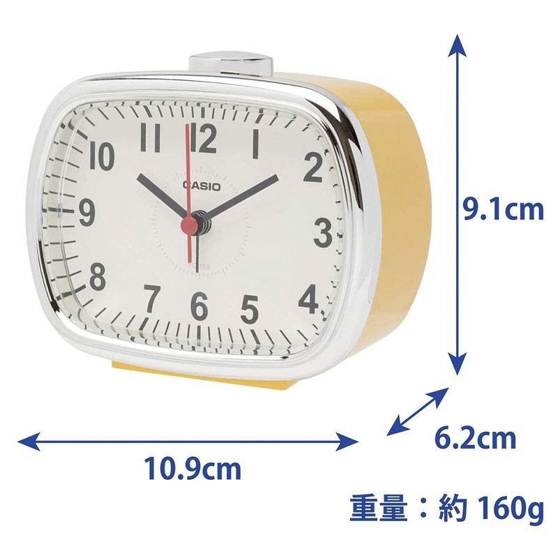 CASIO Alarm Clock Tabletop Clock Yellow Analog Snooze Light Retro