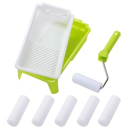 Rodillo de pintura, rodillo de pintura de espuma de 4 pulgadas, mini kit de rodillos de pintura de 4 pulgadas con recambios de cubierta, marco, bandeja de pintura, forros, rodillo pequeño de esponja de alta densidad para pintar paredes, armarios, puertas