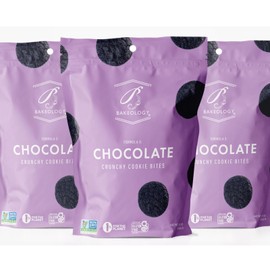 Bakeology Vegan Cookies- Chocolate Gluten Free Crunchy Mini Cookie Bites, Dairy Free, Non-GMO, 0g Trans Fat, Plant Based Dessert Sweets, Made with Coconut Oil & Pure Ingredients