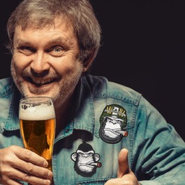 HEYTRCO 4PCS Cool Ape Iron on Patches, Cartoon Motorcycle Ride Biker Cigar Embroidered Repair Patches for Clothes, Classic Vintage Applique for Vests, Jeans, Jackets, Backpacks, Shoes