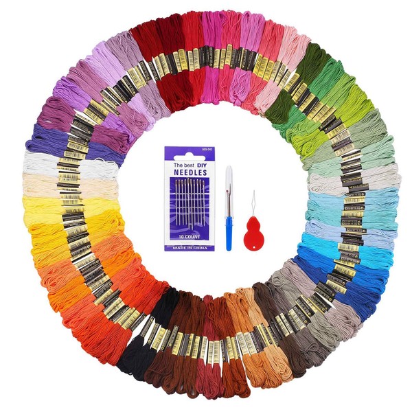 Embroidery Kit 144 Skeins of Leaking Thread 48 Colour Embroidery Thread for Embroidery Cross Stitch Knitting Brazilian Bracelets Sewing Thread Tools Accessories
