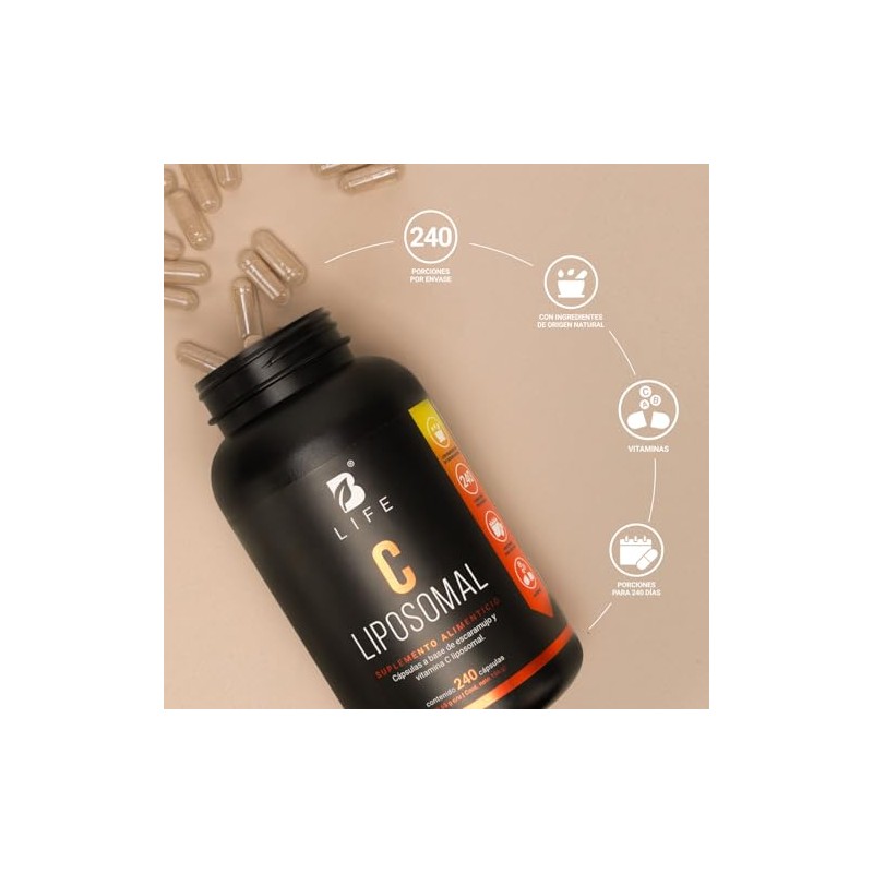 B Life Vitamina C Liposomal y Escaramujo 240 cápsulas