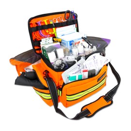 Lightning X Mid-Sized First Responder EMT Bag | LXMB25 | Fully Stocked w/ 240+ First Aid, EMS & Trauma Supplies - ORANGE