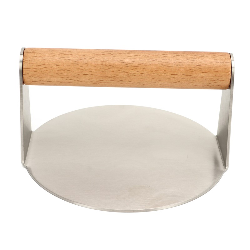 Hamburger Press 304 Stainless Steel Smooth Surface Wooden Handle Easy