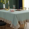 rismart Lotus Effect Linen Tablecloth, Easy Care, Washable, Green, 120