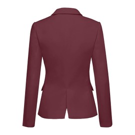 luvamia Women's Notched Lapel Neck Long Sleeves One Button Pockets Blazer Jacket Wear to Work Suit Suit for Women Oversized Blazers for Women Trendy Womens Tuxedo Jacket Cabernet Port Red Size X-Small