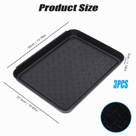 ERFGT 3-Piece Shoe Drip Tray Set, Shoe Drip Tray, Shoe Drip Tray, Shoe Mat, Shoe Drip Tray 35 x 27.5 cm, Shoe Rack, Shoe Drip Tray for Indoor and Outdoor Use, Black