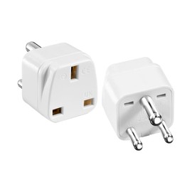 HKFENG UK to India Plug Adapters Travel Adaptor Plug UK to India Type D Travel Adapter UK for Indian Pakistan Sri Lanka,Burma,Maldives Iraq Nepal Yemen Zambia (White 2 Pack)