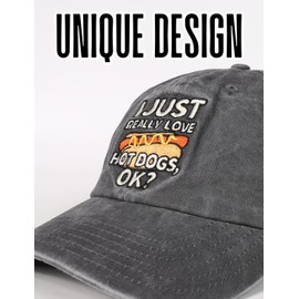 InnoBeta Funny Hog Dogs Gifts Cap for Men, Women, Adjustable Embroidered Hat Gifts for Hotdog Lover, Birthday, Christmas