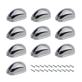 HARMAC HOUSE Chrome Cabinet Cup Handles 10 Pack Chrome Shell Shape Cupboard Drawer Pull Cup Handles, 3 Inch/76mm Screw Spacing, Kitchen Cupboard, Bedroom Dresser, Bathroom Wardrobe Pull Handles