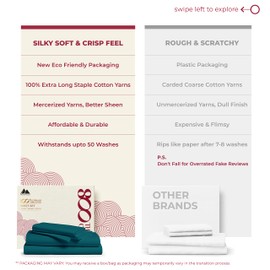 Mayfair Linen 100% Egyptian Cotton Sheets Twin XL Size - 800 Thread Count 3 PC Twin XL Sheet Sets Cotton, Silky Soft College Dorm Sheets Twin XL Set, 16" Deep Pocket Luxury Cooling Bed Sheets - Teal