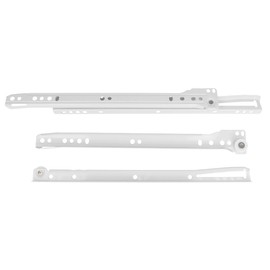 Amig - Set of 2 Sliding Rails Made of Metal, Model 14 with castors for Furniture Drawers, Drawers or cupboards | Painted White Steel | Load Capacity: 18 kg/Pair | Dimensions: 350 x 37 mm