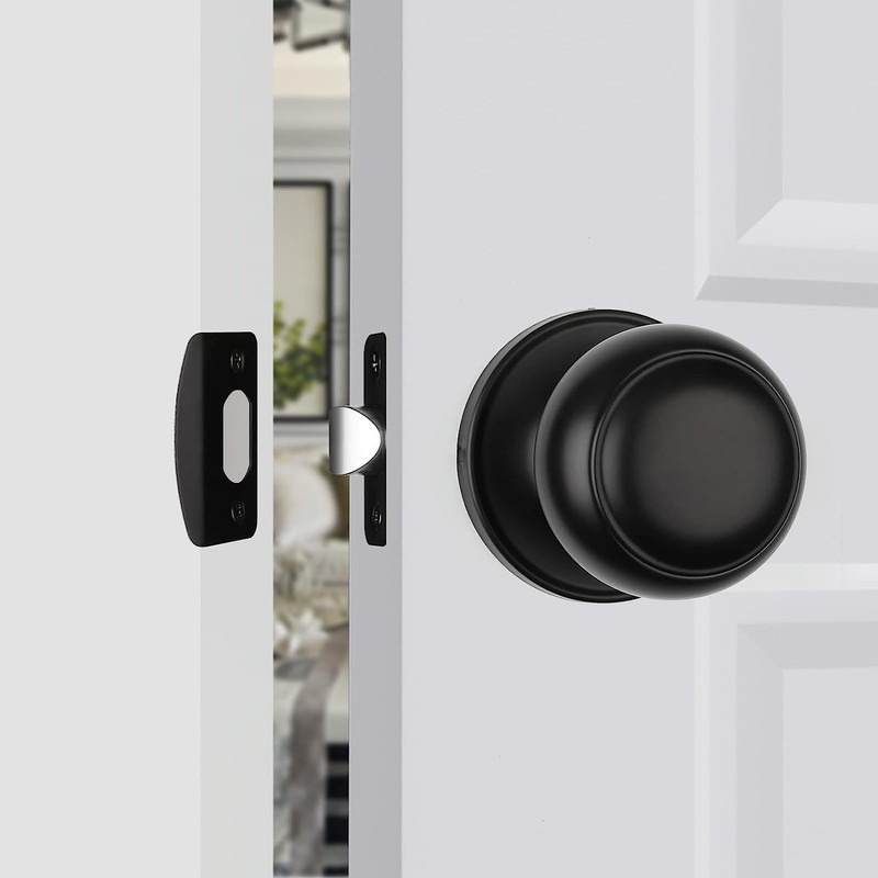 Haidms 1 Pack Matte Black Passage Door Knobs, Black Closet