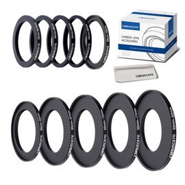 10 pieces 55 mm filter ring adapter set, filter metal step rings for all brands, UV ND CPL 55-40.5, 55-46, 55-49 mm, 55-52 mm, 55-58 mm, 55-62 mm, 55-67 mm, 55-72 mm, 55-77 mm, 55-82 mm + lens