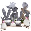 HERZWILD Felt Rabbit Stand for Easter, Easter Bunny Figure Wooden