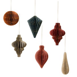 NICROLANDEE Christmas Decorations, Pack of 6 3D Mini Christmas Paper Ornaments with Glitter Edge, Christmas Hanging Ornaments Decoration for Christmas Tree Decoration, Christmas Parties, New Year