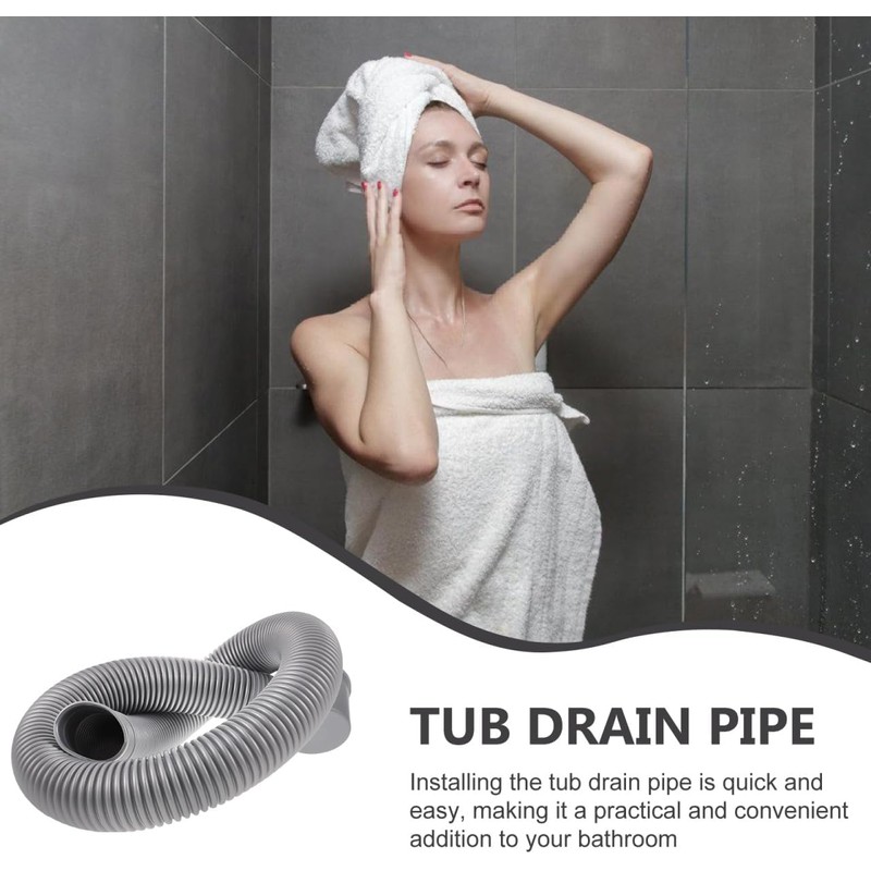 COOLHIYA Flexible Bathtub Drain Pipe Plastic Tub Drain Accessory for