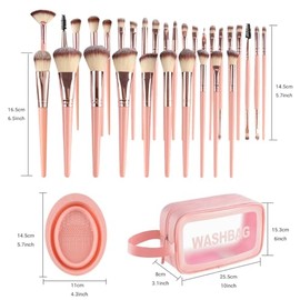56 Piezas Set de Brochas de Maquillaje Profesional Completo, Brochas para Maquillaje Profesional y Bolsa, Brochas de Maquillaje Kabuki Sintético Rubor Polvo Base (Rosa 56 piezas)
